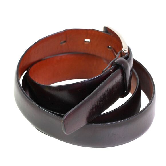 HANDMADE DARK BROWN REAL LEATHER 1 1/8"Wd CASUAL DRESS MEN'S BELT Sz 40/100 (B78 - Picture 5 of 13